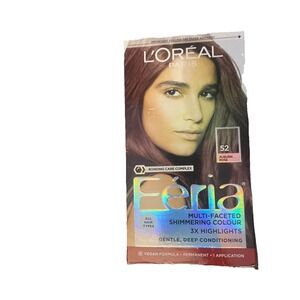 New L'Oreal Paris Feria Multi-Faceted Permanent Hair Color Kit #52 Auburn Rose